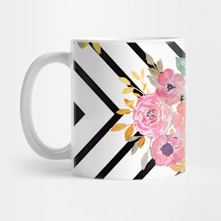 Watercolor floral and geometric diamond design Mug